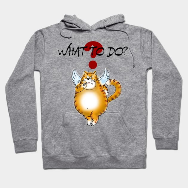 What To Do? Curious Kitty Cat Hoodie by ROSHARTWORK